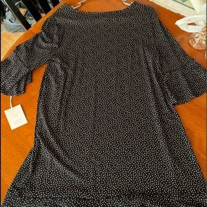 NWT LC Lauren Conrad T-shirt Dress size medium Black w/ white polka dots
